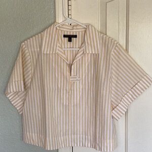 Banana Republic Yellow Striped Summer Poplin Top